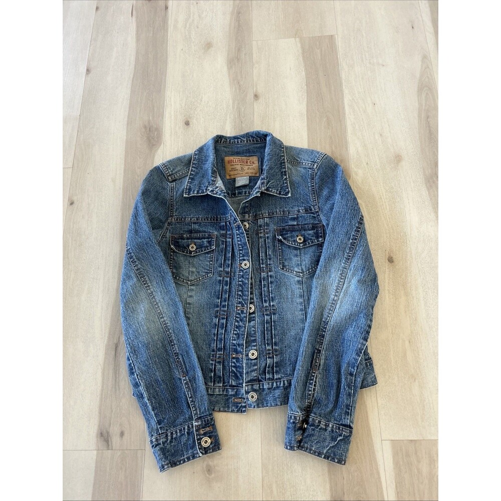 Vintage Hollister Co. Jacket Womens L Blue Denim Trucker Button Front Casual Y2K